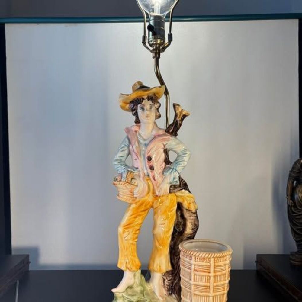 Capodimonte porcelain country boy lamp